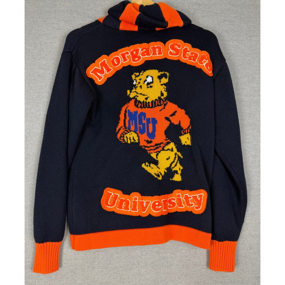 HBCUniversity Morgan State University Bears Cardigan Sweater Navy Orange Mens S
